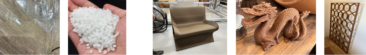 紙再生フィラメントと製品イメージ